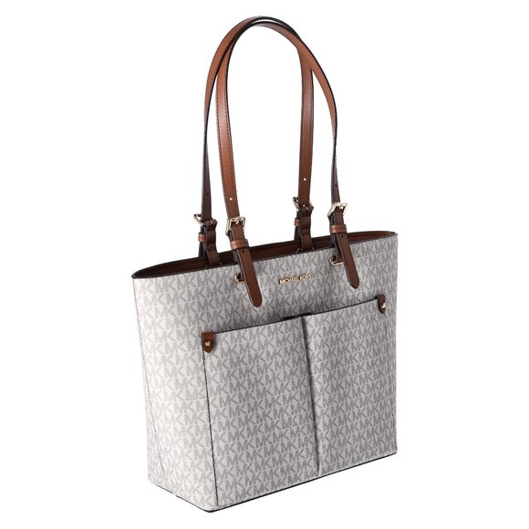 Michael Kors Jet Set Travel Medium Double Pocket Tote Vegan Leather Vanilla MK - Picture 8 of 9